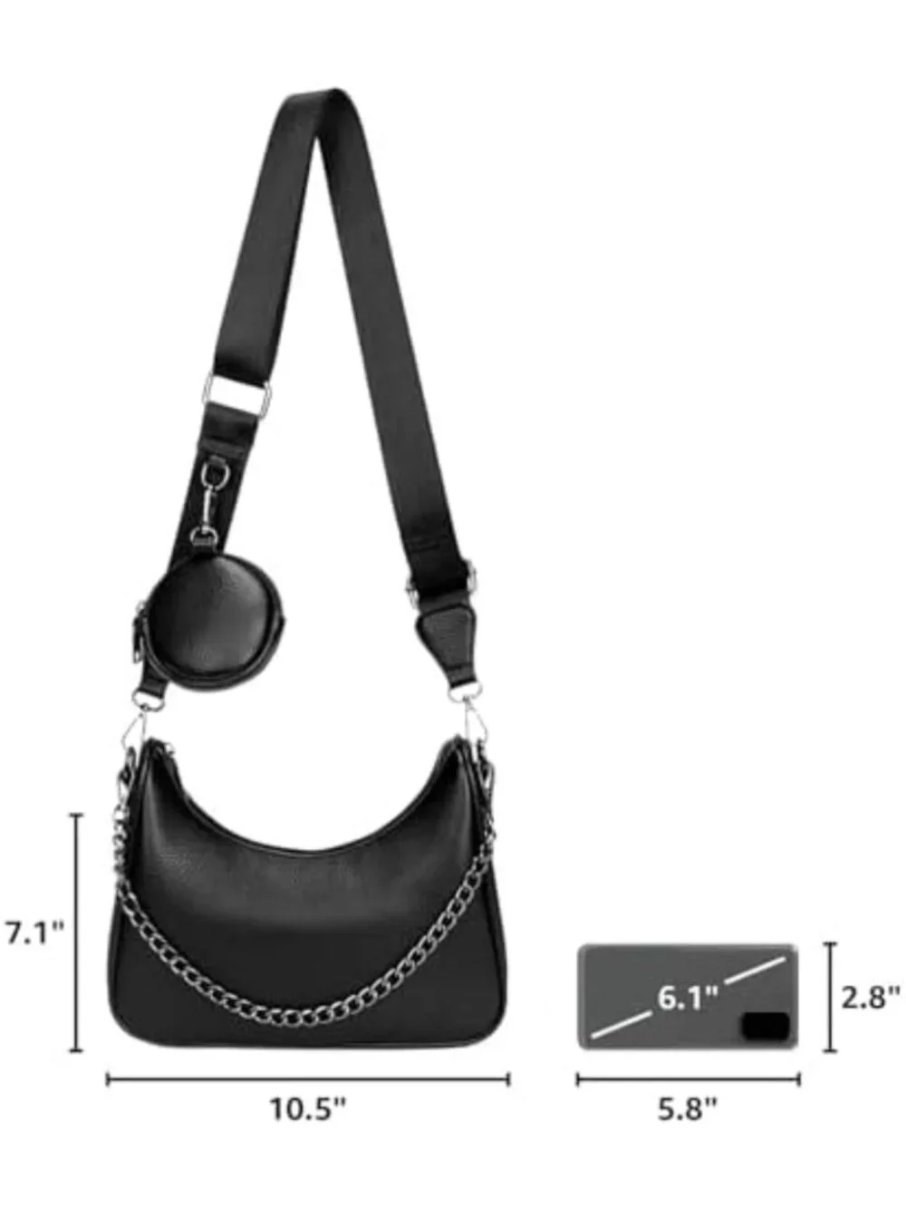 Stylish Women’s PU Hobo Crossbody Bag with Coin Purse & 2 Straps - Versatile!